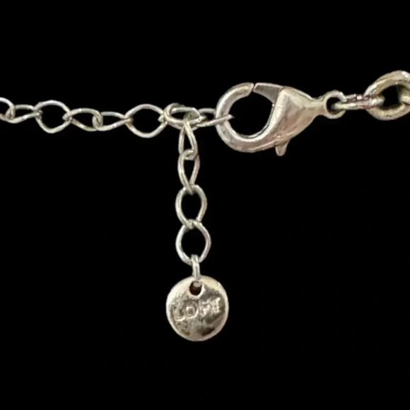 ANN TAYLOR LOFT Crystal Flower Necklace Silver Tone Mixed Metal Chain 17-19” - Picture 4 of 5